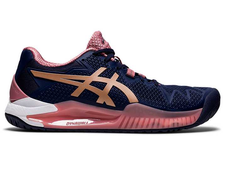 Asics GEL-Resolution 8 Tennisskor Dam Marinblå Rosa Guld | Sverige-0387961