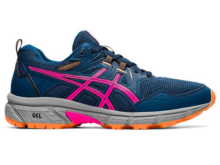 Asics GEL-VENTURE 8 WIDE Trail löparskor Dam Blå Rosa | Sverige-3091562