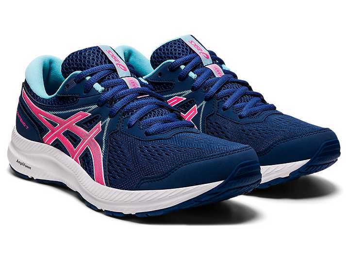 Asics GEL-CONTEND 7 Promenadskor Dam Blå Rosa | Sverige-4518902