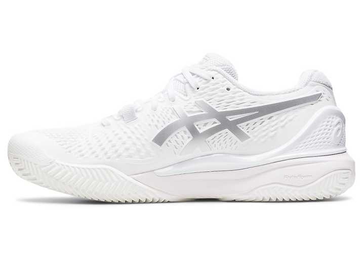 Asics GEL-RESOLUTION 9 CLAY Tennisskor Dam Vita Silver | Sverige-8471326