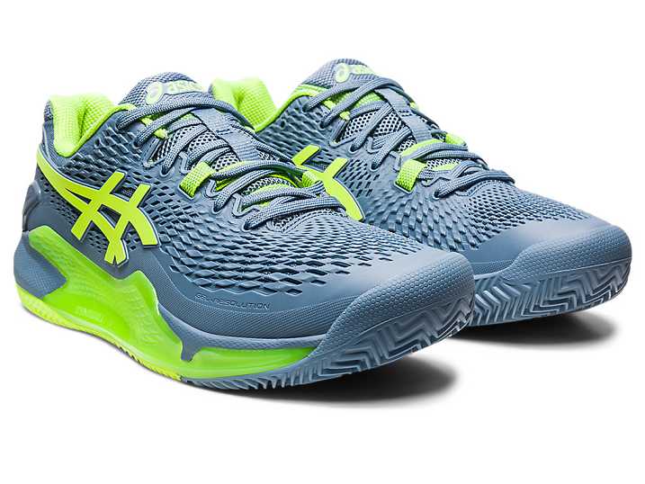 Asics GEL-RESOLUTION 9 CLAY Tennisskor Herr Grå Blå Gröna | Sverige-0528693