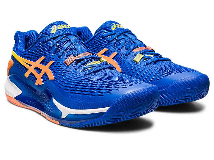 Asics GEL-RESOLUTION 9 CLAY Tennisskor Herr Blå Orange | Sverige-3240976