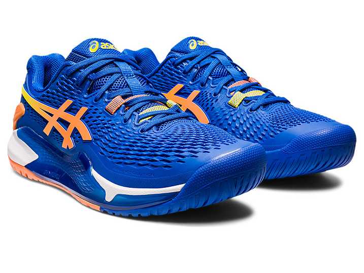 Asics GEL-RESOLUTION 9 Tennisskor Herr Blå Orange | Sverige-4871365