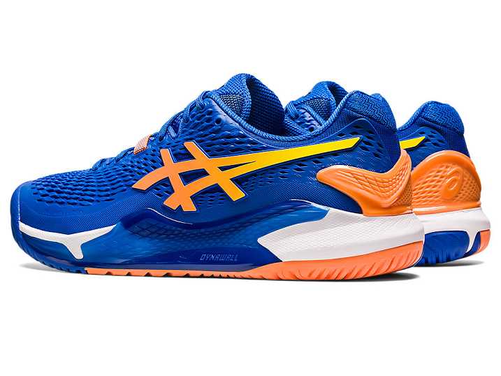 Asics GEL-RESOLUTION 9 Tennisskor Herr Blå Orange | Sverige-4871365