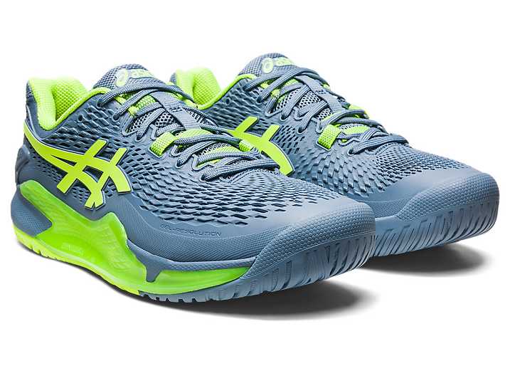 Asics GEL-RESOLUTION 9 WIDE Tennisskor Herr Grå Blå Gröna | Sverige-3271069