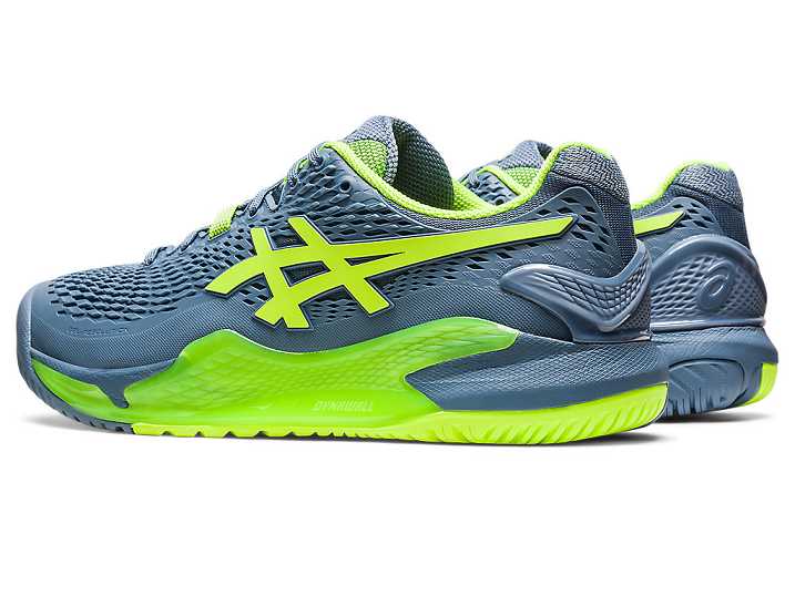 Asics GEL-RESOLUTION 9 WIDE Tennisskor Herr Grå Blå Gröna | Sverige-3271069