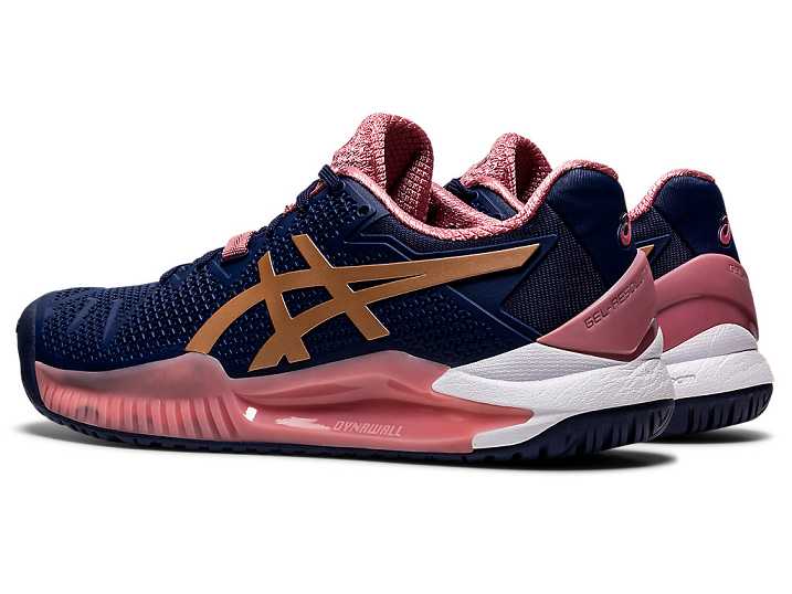 Asics GEL-Resolution 8 Tennisskor Dam Marinblå Rosa Guld | Sverige-0387961