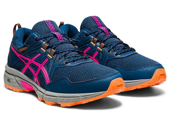 Asics GEL-VENTURE 8 WIDE Trail löparskor Dam Blå Rosa | Sverige-3091562