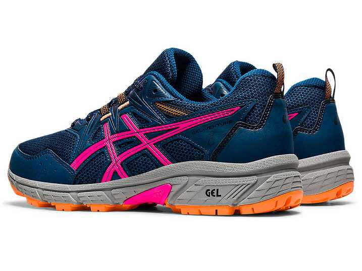 Asics GEL-VENTURE 8 WIDE Trail löparskor Dam Blå Rosa | Sverige-3091562