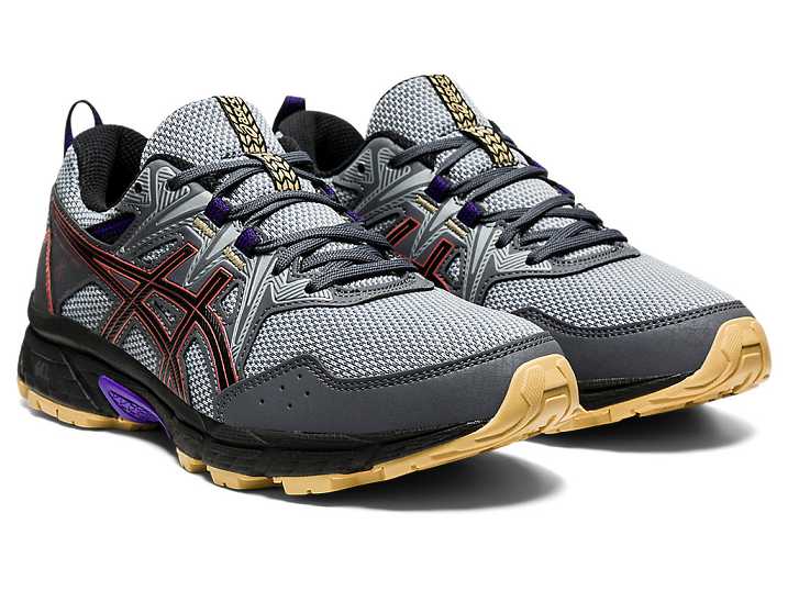 Asics GEL-VENTURE 8 WIDE Trail löparskor Dam Grå Röda Mörkröda | Sverige-4123796