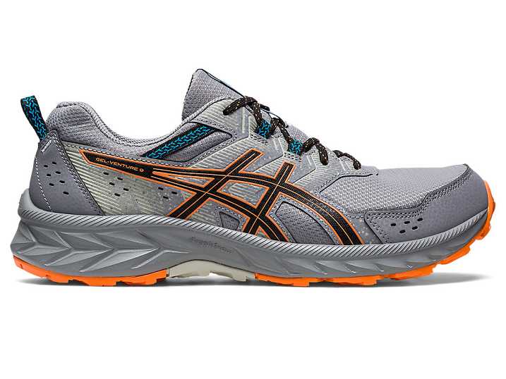 Asics GEL-VENTURE 9 EXTRA WIDE Trail löparskor Herr Grå Orange | Sverige-6480195