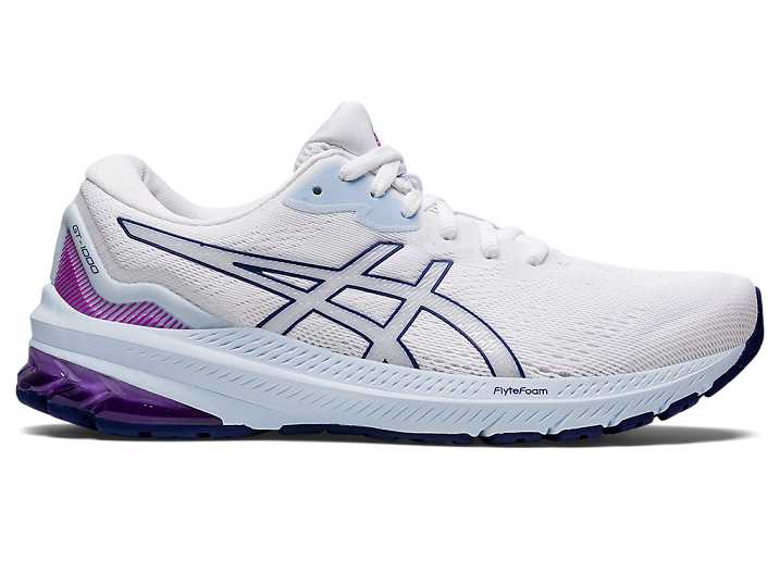 Asics GT-1000 11 WIDE Löparskor Dam Vita Blå | Sverige-7860945